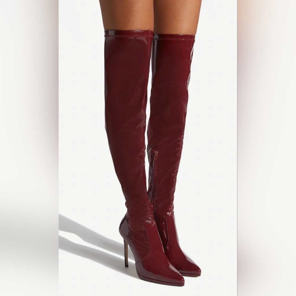 Plum Colored Thigh High Boots. NWT